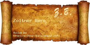 Zoltner Bere névjegykártya